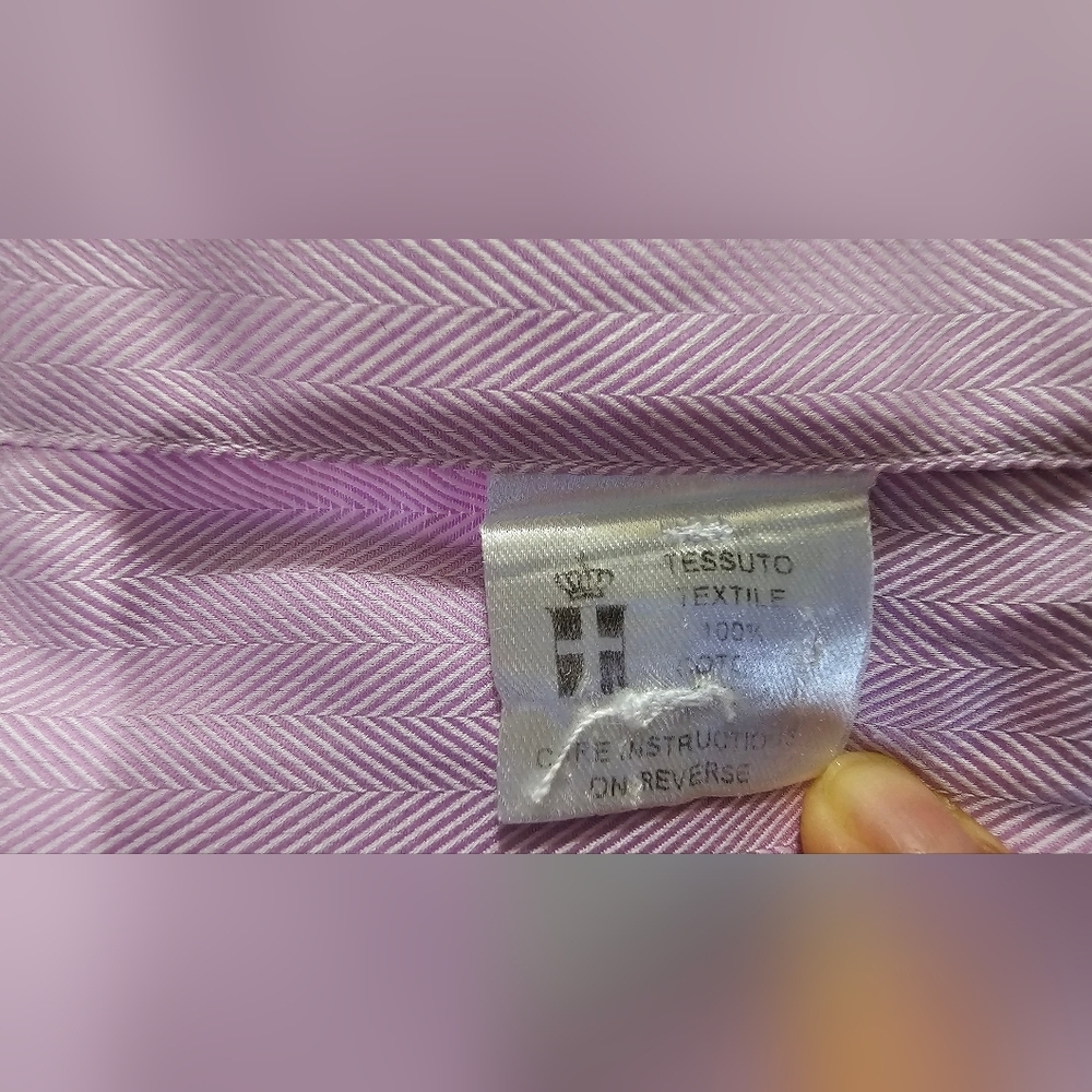 Emanuel Berg Men's Custom Button-down Pink Cotton Dress Shirt Size 45 - Picture 9 of 11